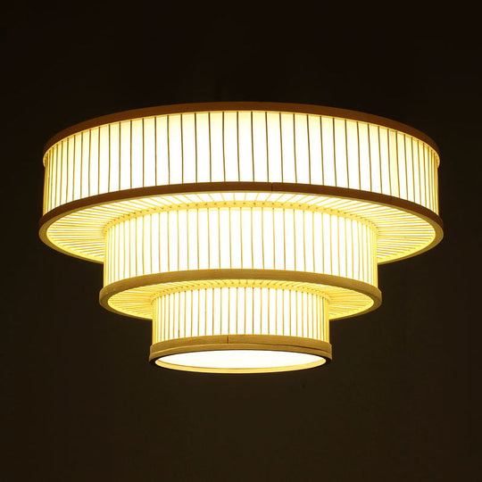 Beige Led Bamboo Ceiling Light For Bedroom - Flush Mount Fixture
Or
Flush Shade