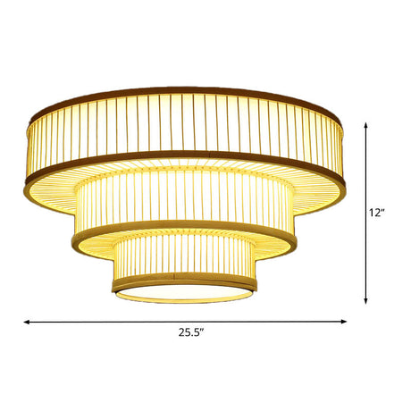 Beige Led Bamboo Ceiling Light For Bedroom - Flush Mount Fixture
Or
Flush Shade