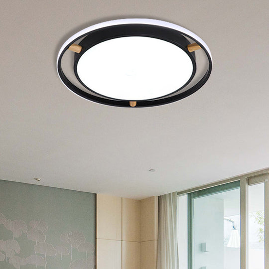 Nordic Dual Circle Led Ceiling Flush Light With Wood Arm - White/Green/Grey Thin Flushmount