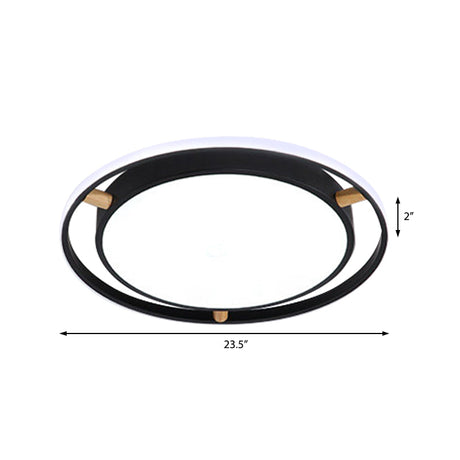 Nordic Dual Circle Led Ceiling Flush Light With Wood Arm - White/Green/Grey Thin Flushmount Lighting