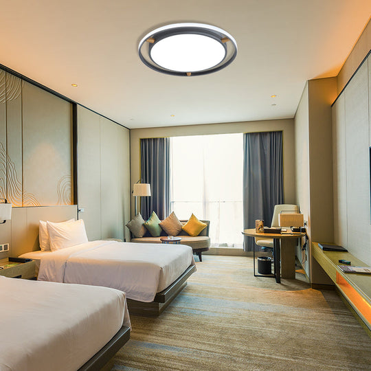 Nordic Dual Circle Led Ceiling Flush Light With Wood Arm - White/Green/Grey Thin Flushmount Lighting