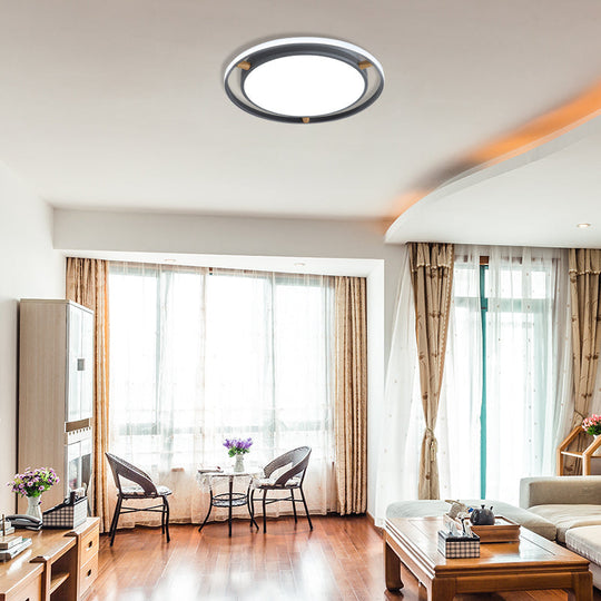 Nordic Dual Circle Led Ceiling Flush Light With Wood Arm - White/Green/Grey Thin Flushmount Lighting