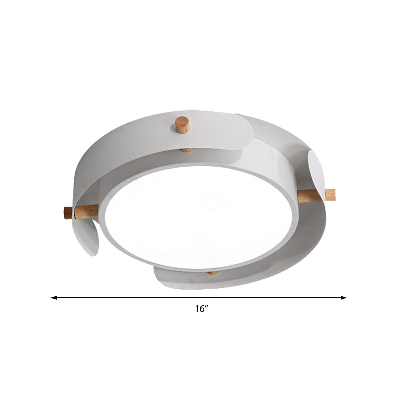Nordic Acrylic Led Flush Mount Ceiling Light Fixture In White/Distressed White - 16/19.5 Dia