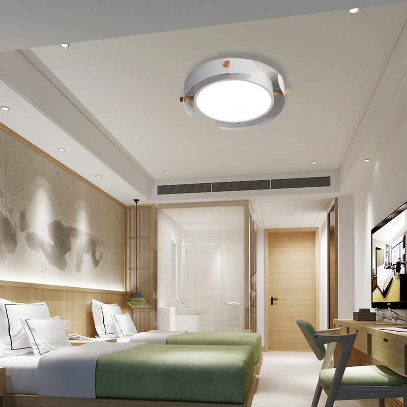 Nordic Acrylic Led Flush Mount Ceiling Light Fixture In White/Distressed White - 16/19.5 Dia