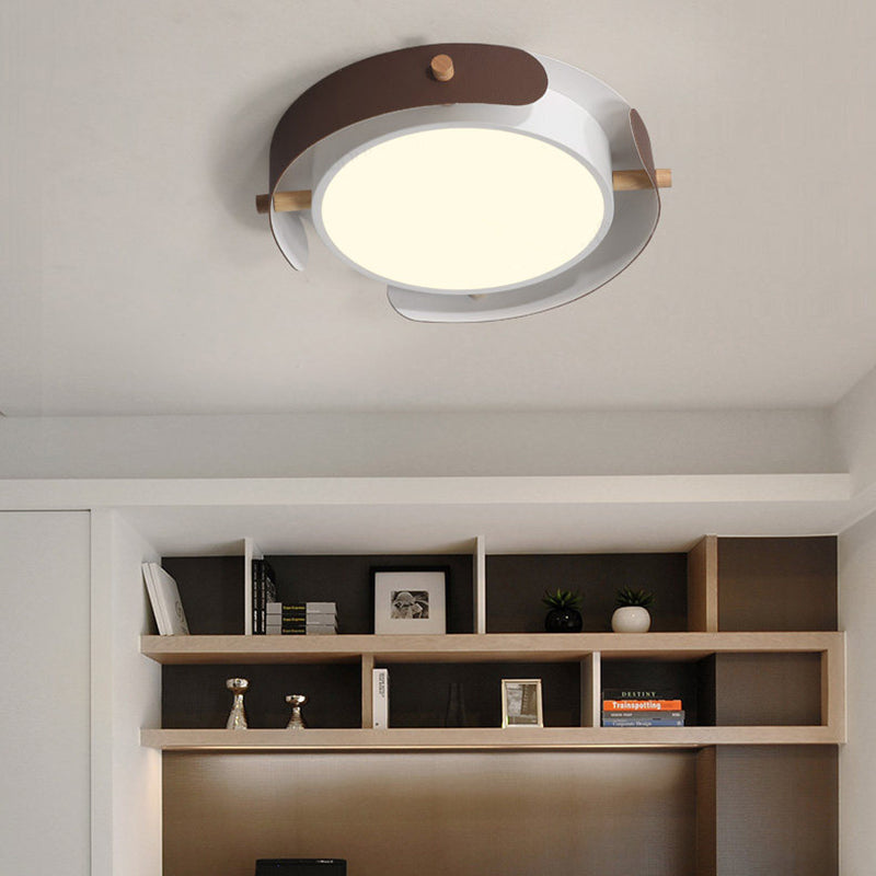 Nordic Acrylic Led Flush Mount Ceiling Light Fixture In White/Distressed White - 16/19.5 Dia