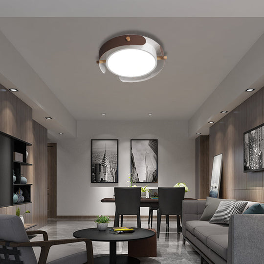 Nordic Acrylic Led Flush Mount Ceiling Light Fixture In White/Distressed White - 16/19.5 Dia