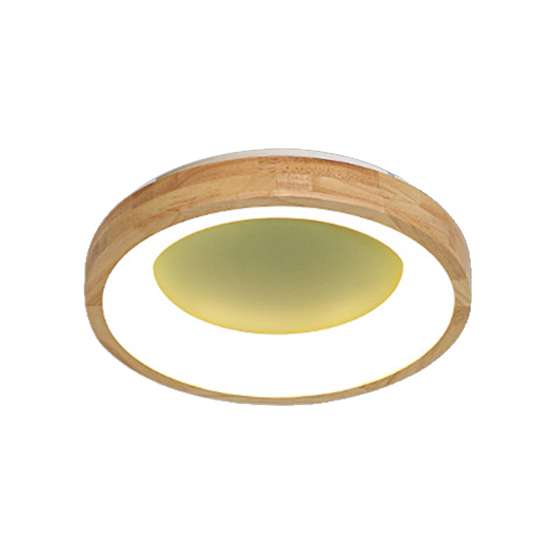 Nordic Style Led Flushmount Ceiling Light - Green/Blue Wood Circular Design 12’/16’/19.5’ Width