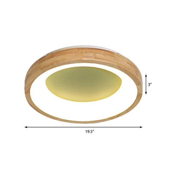 Nordic Style Led Flushmount Ceiling Light - Green/Blue Wood Circular Design 12’/16’/19.5’ Width