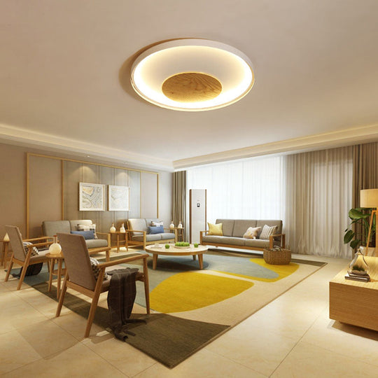 Nordic Acrylic Led Ceiling Flush Light In Black/White Wood - 12/16/19.5 Inch Wide White / 12