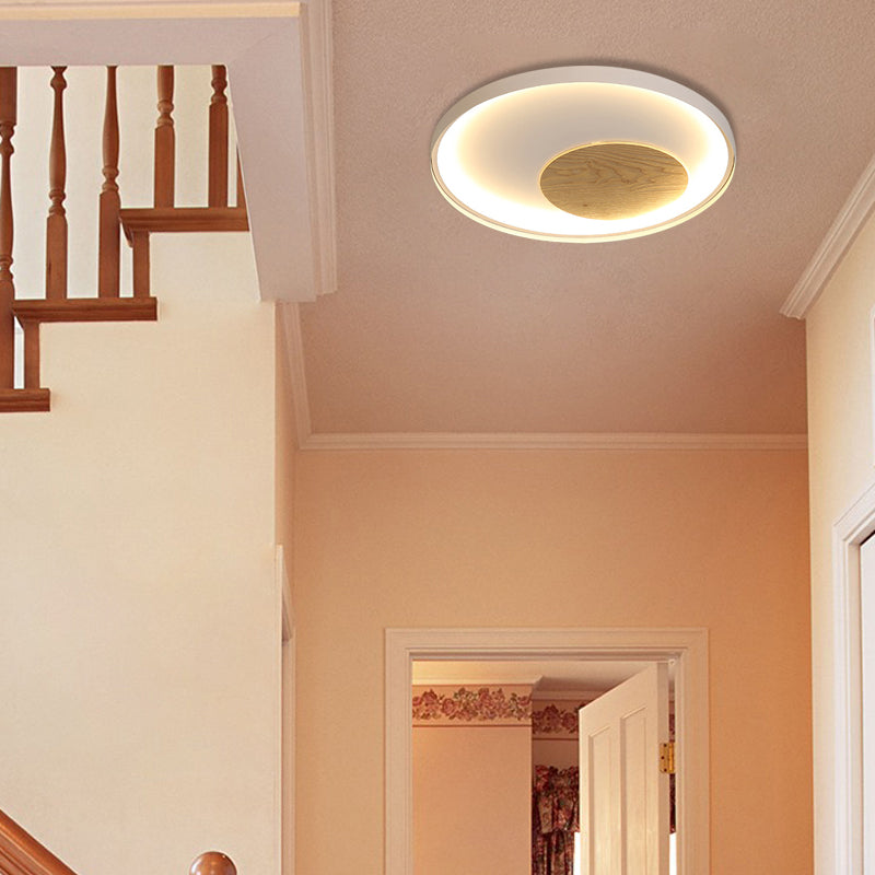 Nordic Acrylic Led Ceiling Flush Light In Black/White Wood - 12/16/19.5 Inch Wide