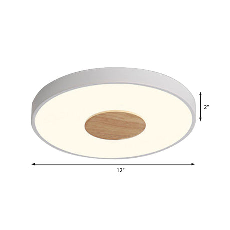 Nordic Iron Round Flush Mount Ceiling Light - 1 Head Pink/Blue/White Lighting Fixture For Bedroom