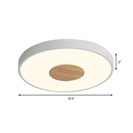 Nordic Iron Round Flush Mount Ceiling Light - 1 Head Pink/Blue/White Lighting Fixture For Bedroom