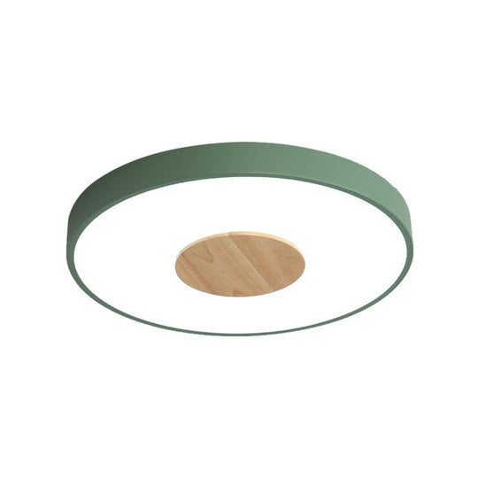 Nordic Iron Round Flush Mount Ceiling Light - 1 Head Pink/Blue/White Lighting Fixture For Bedroom