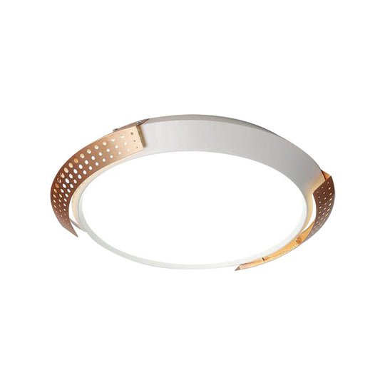 Modern Pink/Gold Hollow Metal Ceiling Fixture - 16’/19.5’ Round Flush Mount Light For Bedroom