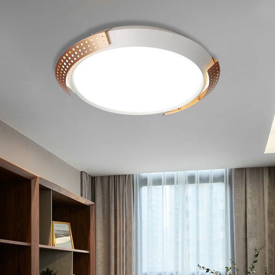 Modern Pink/Gold Hollow Metal Ceiling Fixture - 16/19.5 Round Flush Mount Light For Bedroom Gold /