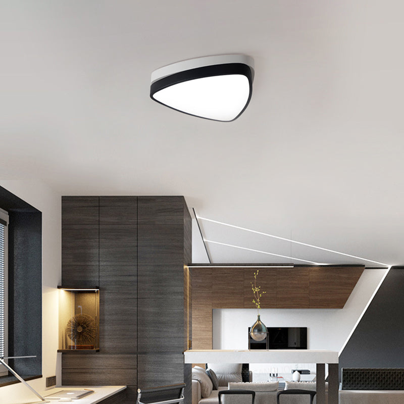 Modern Triangle Ceiling Lights In White And Black - 15/19/23 Sizes Iron Acrylic Fixture With
