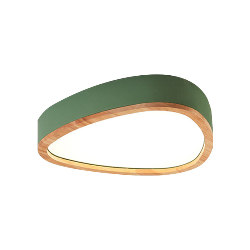 Modern Iron And Wood Drop Flush Mount Ceiling Light - Unique Grey/White/Green Design In Warm/White