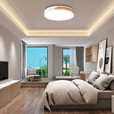 Modern Wood And Iron Ceiling Light Flush Mount In White/Gold - Warm White Indoor Fixture / 12