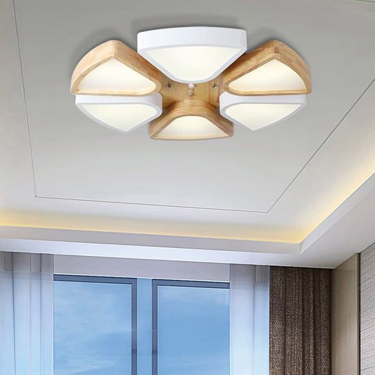 Modern Wood And Iron Flush Mount Ceiling Lights For Living Room - 4/6 Warm/White 6 / Beige White