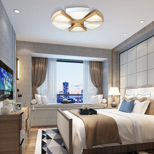 Modern Wood And Iron Flush Mount Ceiling Lights For Living Room - 4/6 Warm/White