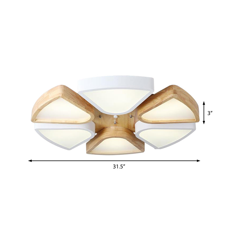 Modern Wood And Iron Flush Mount Ceiling Lights For Living Room - 4/6 Warm/White