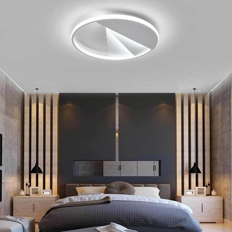 Modern Round Flush Ceiling Lights In Warm/White For Bedroom - 18/21.5 White Aluminum Acrylic Mount