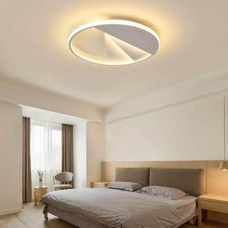 Modern Round Flush Ceiling Lights In Warm/White For Bedroom - 18/21.5 White Aluminum Acrylic Mount /