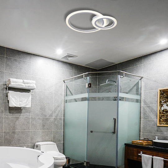 Modern Acrylic Light Ring Fixture For Bedroom Ceiling Unique White Lighting (1/2/3 Lights