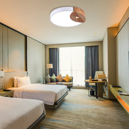 Round Acrylic Led Ceiling Light With Wood Guard - 9’/12’/20’ Diameter Warm/White