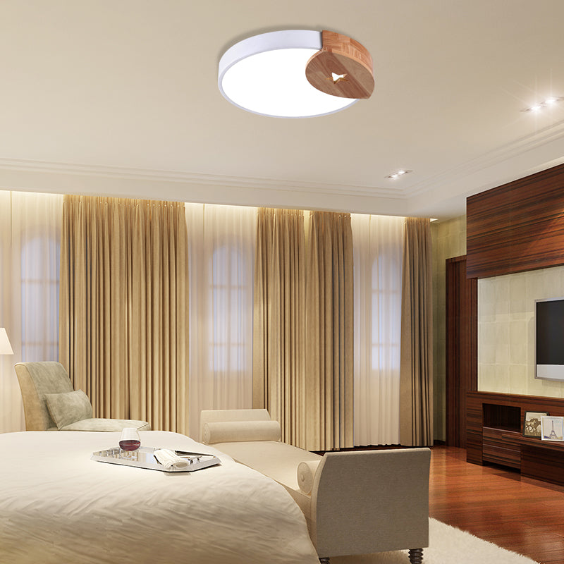 Round Acrylic Led Ceiling Light With Wood Guard - 9’/12’/20’ Diameter Warm/White