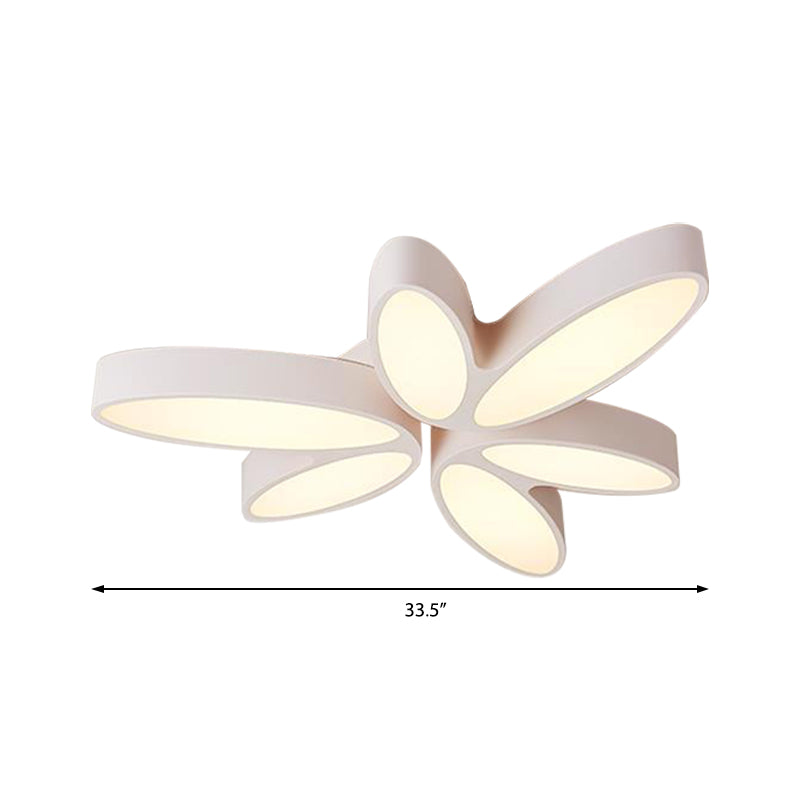 Contemporary Floral Flush Mount Acrylic 6 Light Fixture - 27/33.5 In Warm/White For Hallway