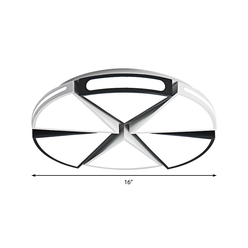 Modern White Round Ceiling Light For Kitchen Metal Flush Mount - 16’/19.5’ Lights With Black Accents