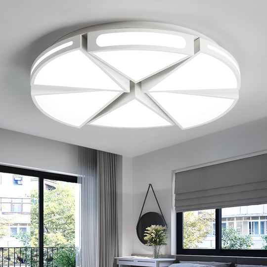 Modern White Round Ceiling Light For Kitchen Metal Flush Mount - 16/19.5 Lights With Black Accents /
