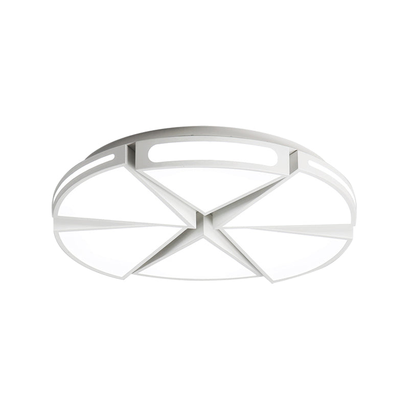 Modern White Round Ceiling Light For Kitchen Metal Flush Mount - 16’/19.5’ Lights With Black Accents