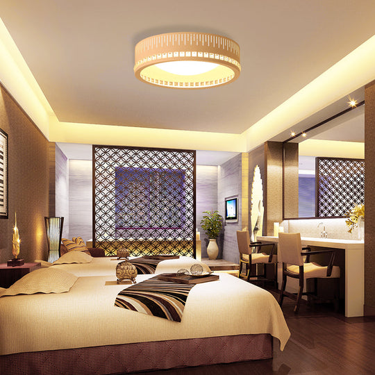 Modern White Round Flush Mount Ceiling Light For Bedroom