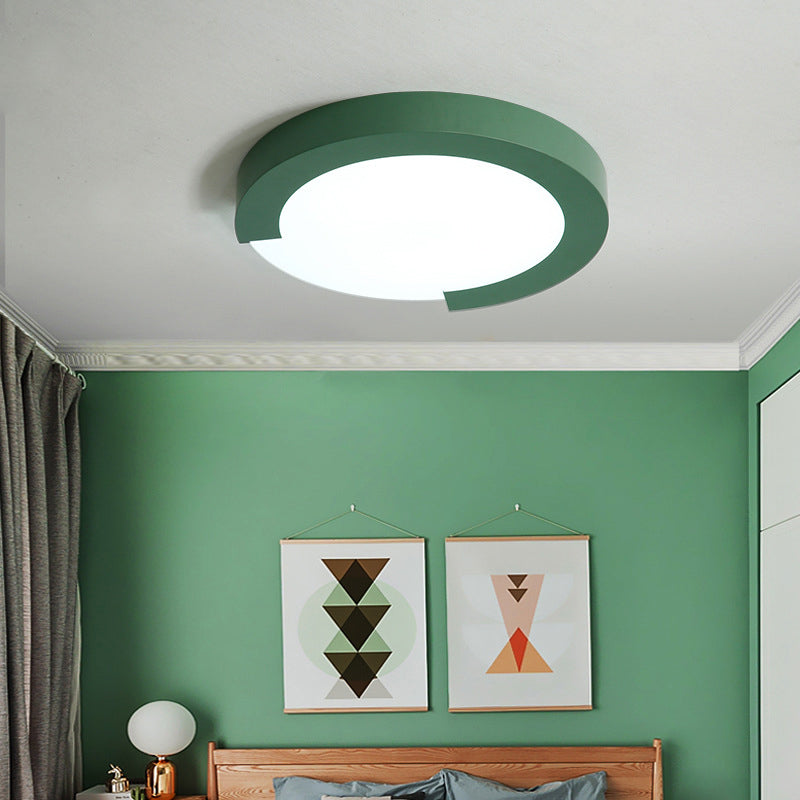 Macaron Flush Mount Ceiling Lights - 16/20 Round In Black/White/Pink Green / 16 Remote Control
