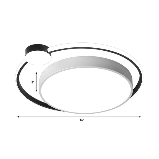 Modern Acrylic Ring Flushmount Ceiling Fixture - 16’/19.5’ 1 Light White/Black