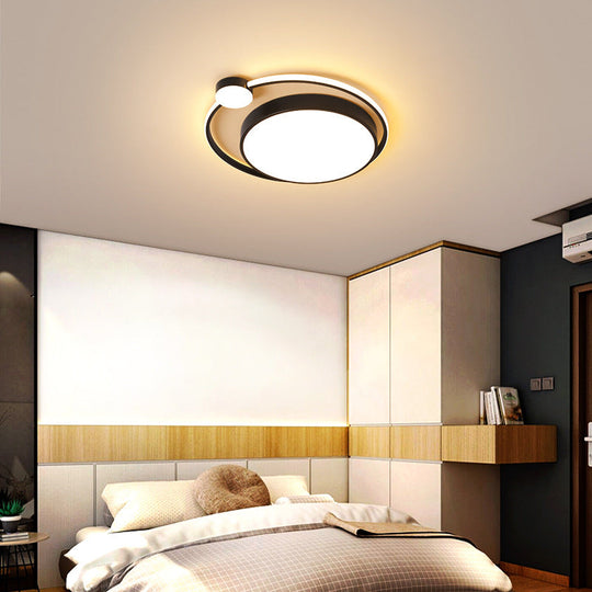 Modern Acrylic Ring Flushmount Ceiling Fixture - 16/19.5 1 Light White/Black