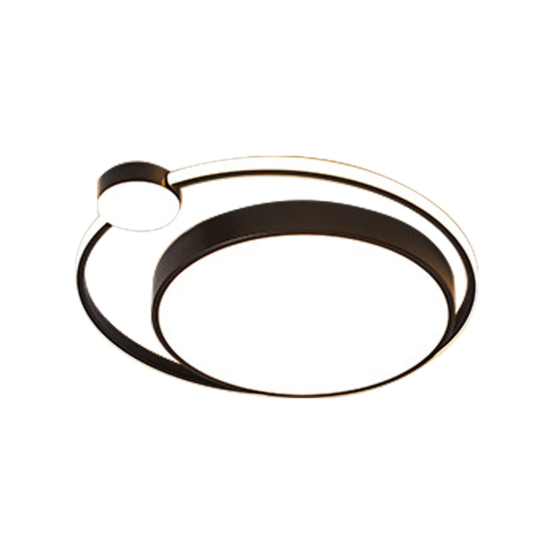 Modern Acrylic Ring Flushmount Ceiling Fixture - 16/19.5 1 Light White/Black