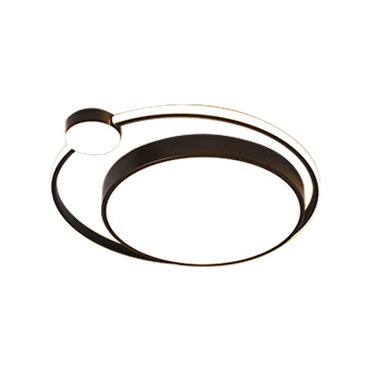 Modern Acrylic Ring Flushmount Ceiling Fixture - 16/19.5 1 Light White/Black