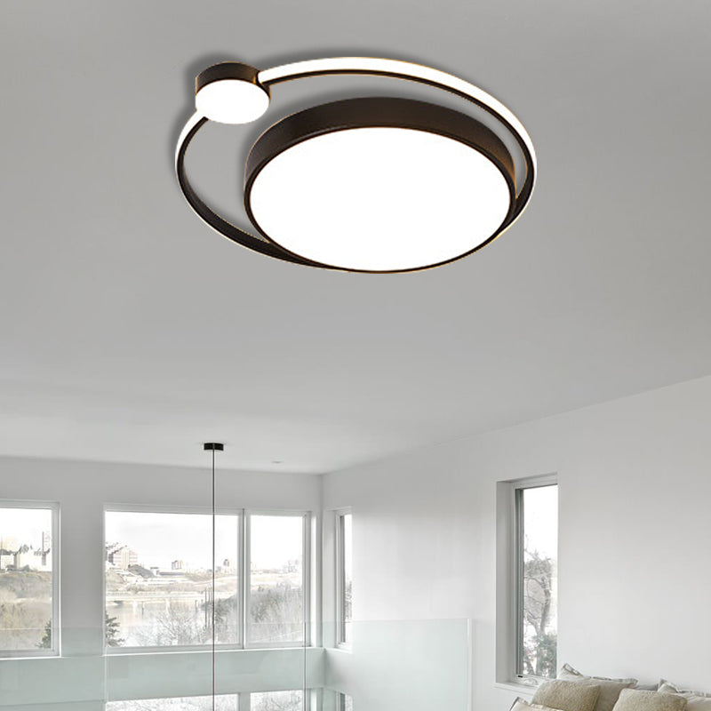 Modern Acrylic Ring Flushmount Ceiling Fixture - 16/19.5 1 Light White/Black White-Black / 19.5