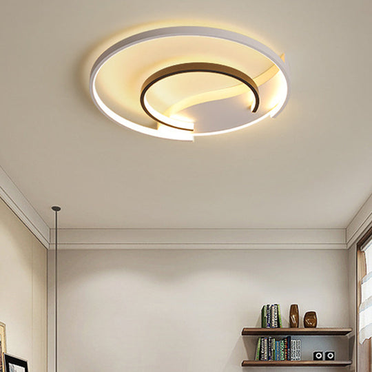 16’/19.5’ Double Ring Flushmount Lighting - Modern White Ceiling Lights Adjustable Warm/White