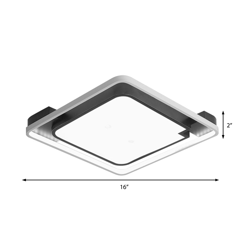Contemporary Unique Bedroom Lighting Fixture - 16/19.5 1 Head Round/Square Ceiling Light