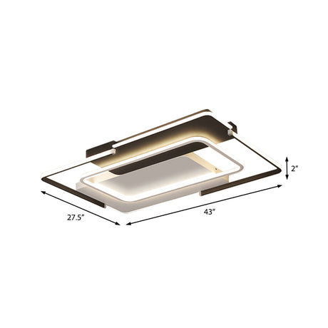 35.5/43 Rectangular Flush Mount Ceiling Light For Modern & Unique Bedroom - Warm/White
