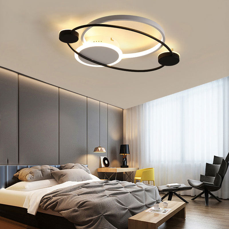 Orbit Integrated Led Flush Light Warm/White Metal & Acrylic Nordic Style Black White/Gray