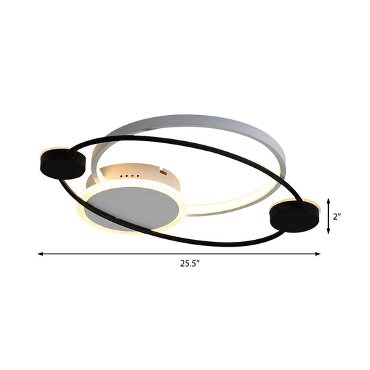 Orbit Integrated Led Flush Light – Warm/White Metal & Acrylic Nordic Style Black White/Gray