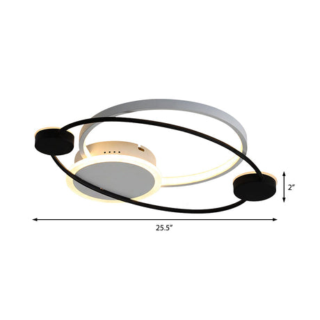 Orbit Integrated Led Flush Light Warm/White Metal & Acrylic Nordic Style Black White/Gray