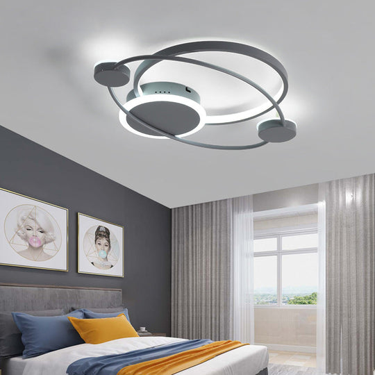 Orbit Integrated Led Flush Light Warm/White Metal & Acrylic Nordic Style Black White/Gray Grey /