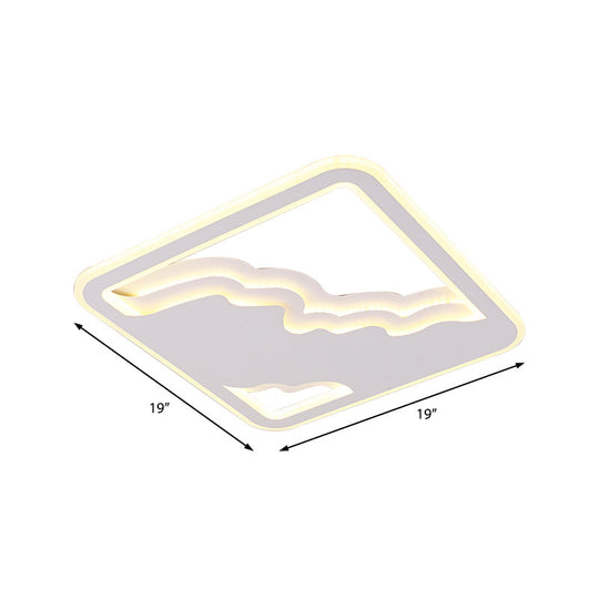 Modern Led White Flush Mount Ceiling Light Ultra Thin Design 19’/35.5’ Wide