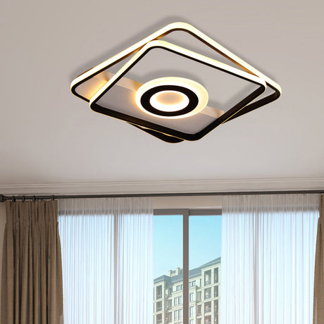 Minimalist Led Square Ceiling Flush Light - 16’/19.5’/23.5’/35.5’ Wide Warm/White